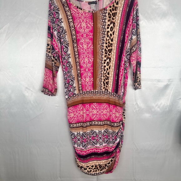 VENUS Pink and Brown Multi Patterned Bodycon Dress  size Large - Picture 13 of 16